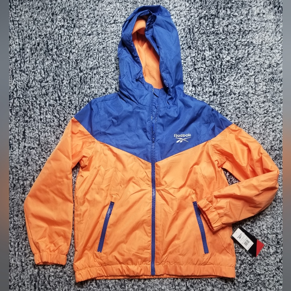 NWT Reebok Women’s Orange and Blue Hooded Zip-Up Jacket